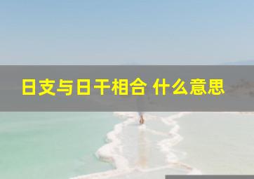 日支与日干相合 什么意思